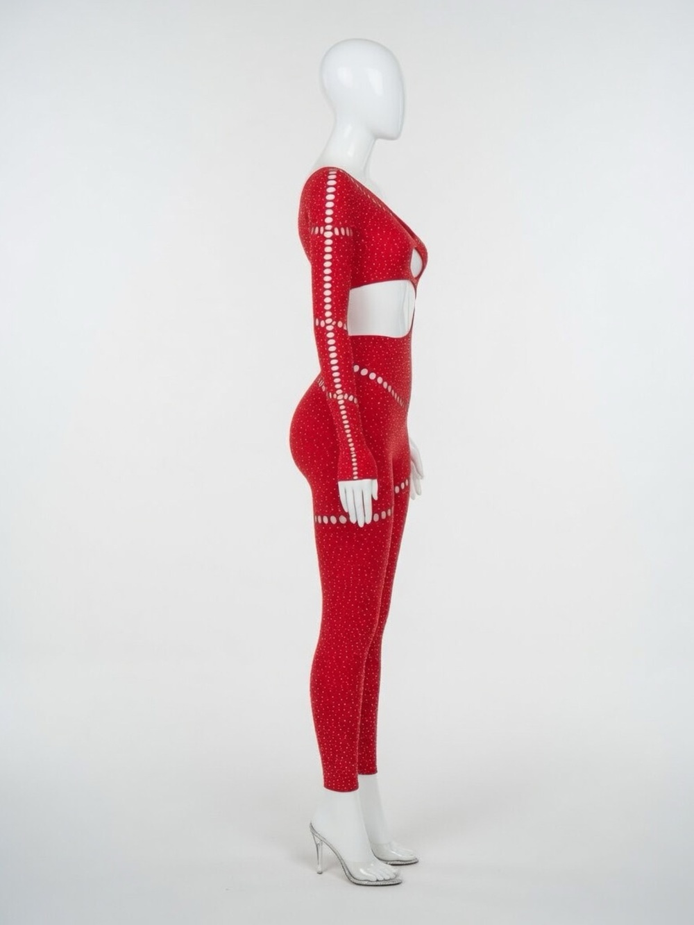 Red Cut-Out Jumpsuit - Picture 10 of 16